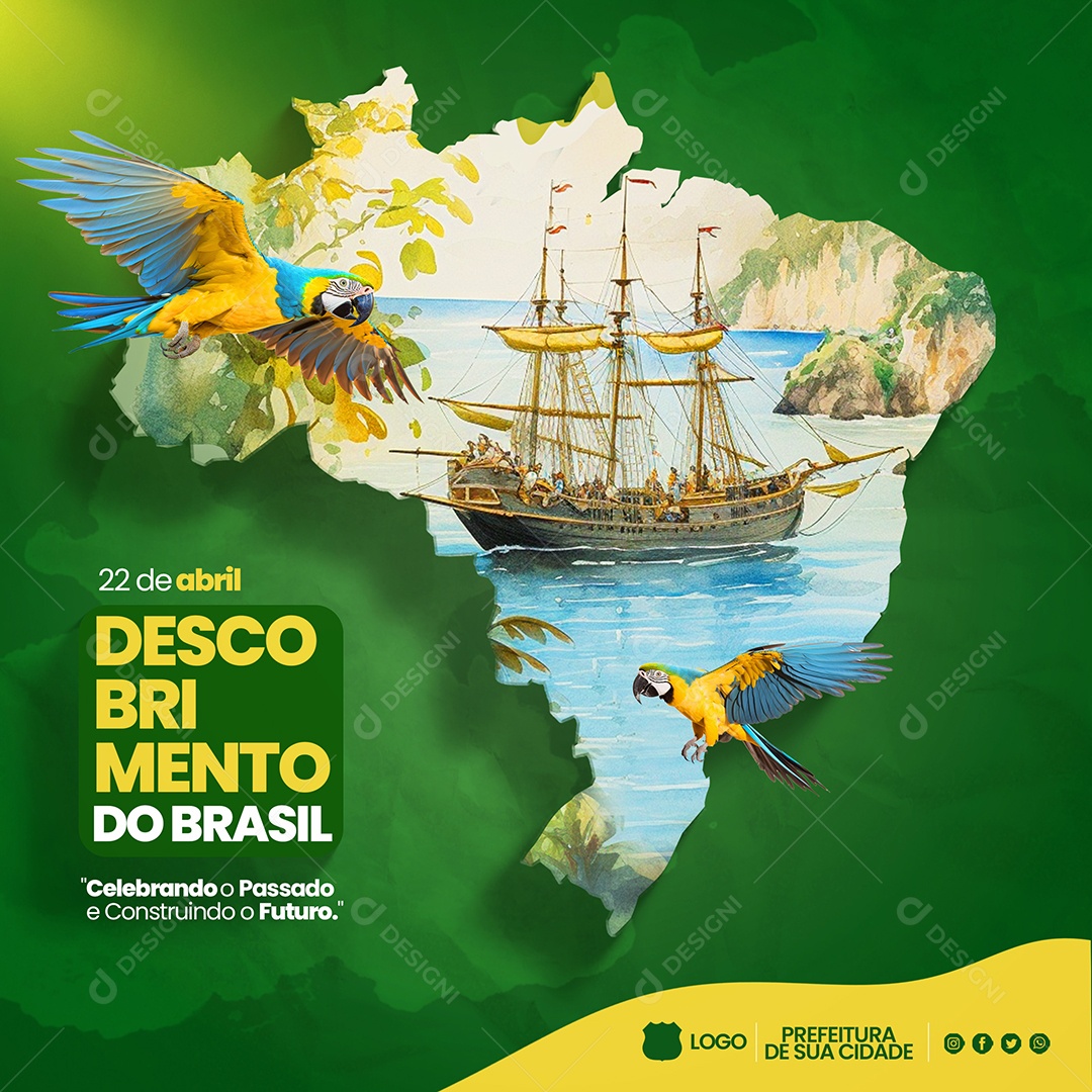 Social Media Descobrimento Do Brasil 22 De Abril Celebrando O Passado PSD Editável