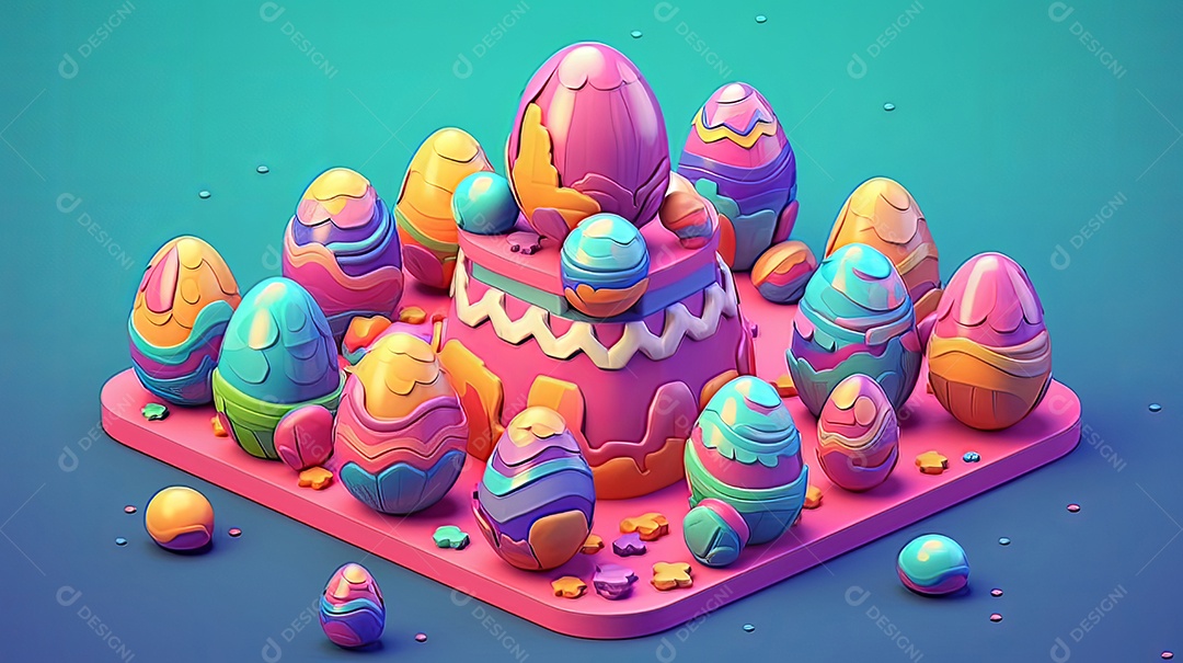 Páscoa uma época cheia de cor e significado religioso 3D isométrico.