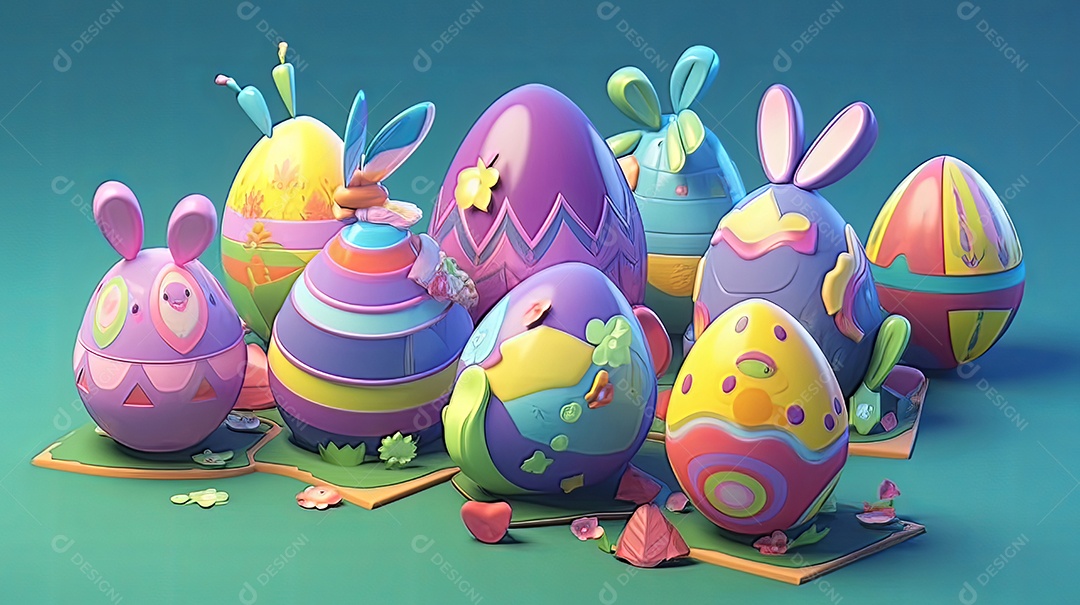 Páscoa uma época cheia de cor e significado religioso 3D isométrico.