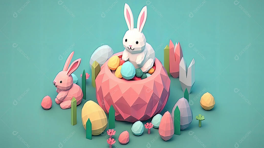 Páscoa uma época cheia de cor e significado religioso 3D isométrico.