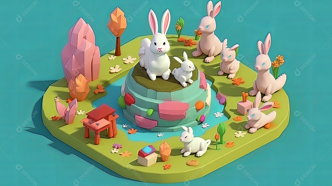 Páscoa uma época cheia de cor e significado religioso 3D isométrico.