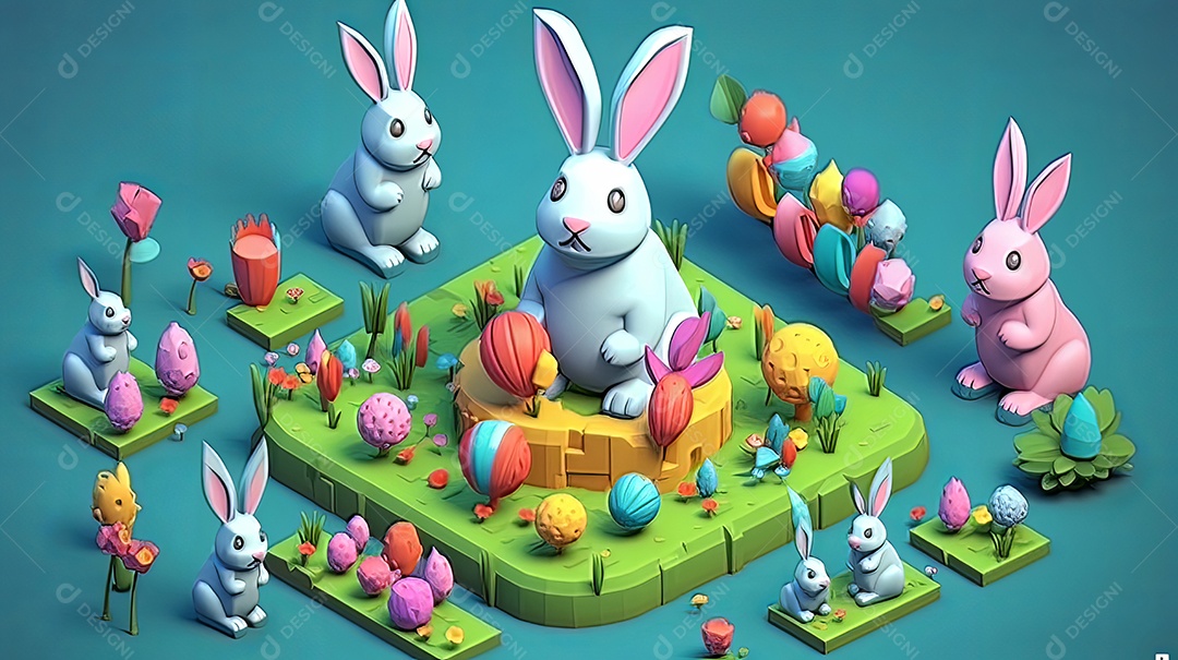Páscoa uma época cheia de cor e significado religioso 3D isométrico.