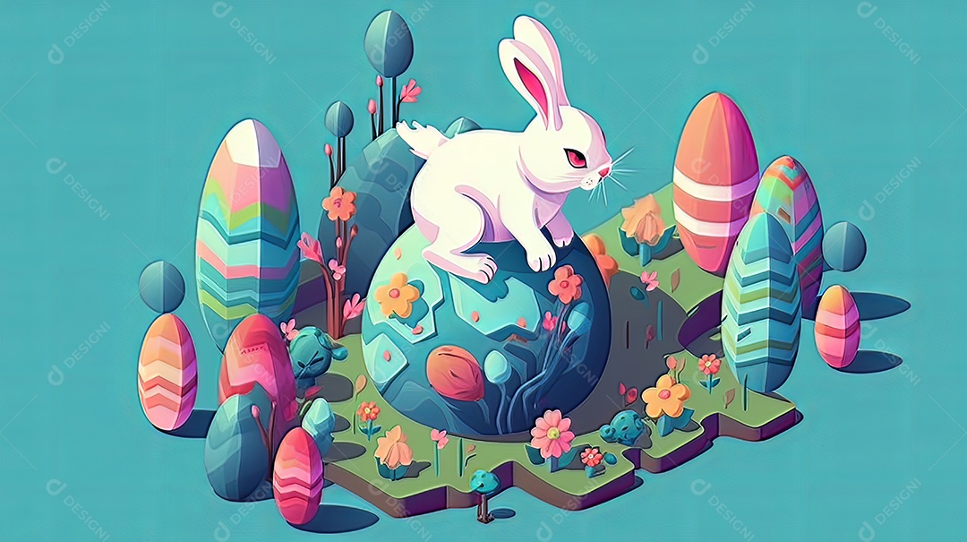 Páscoa uma época cheia de cor e significado religioso 3D isométrico.