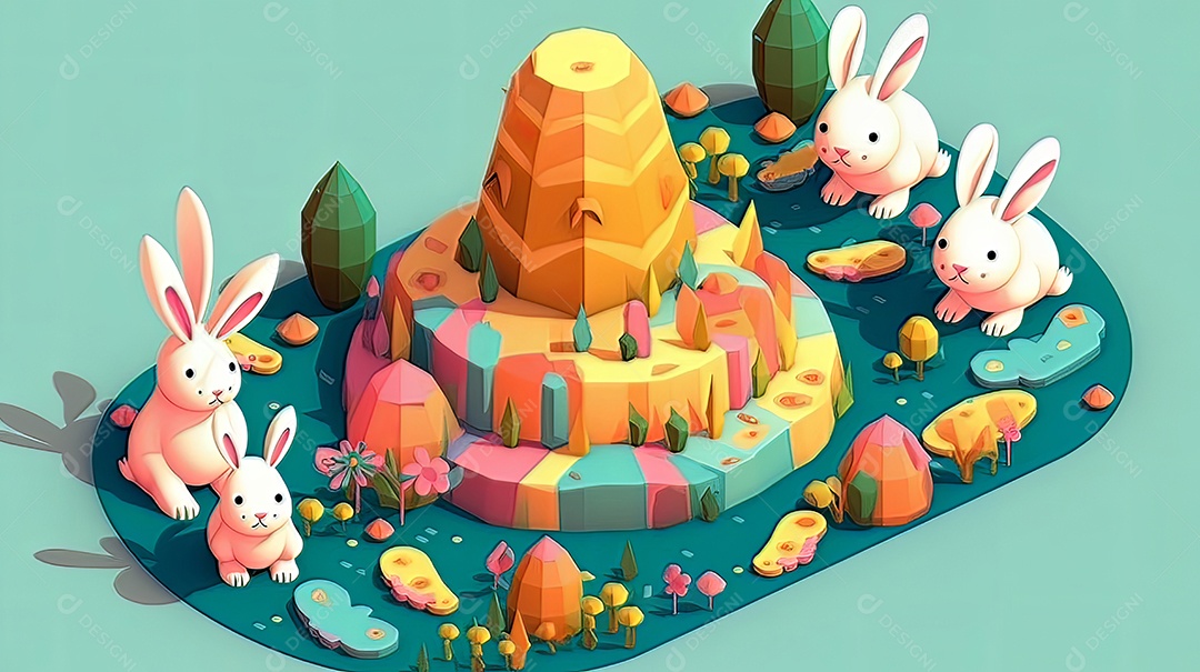 Páscoa uma época cheia de cor e significado religioso 3D isométrico.