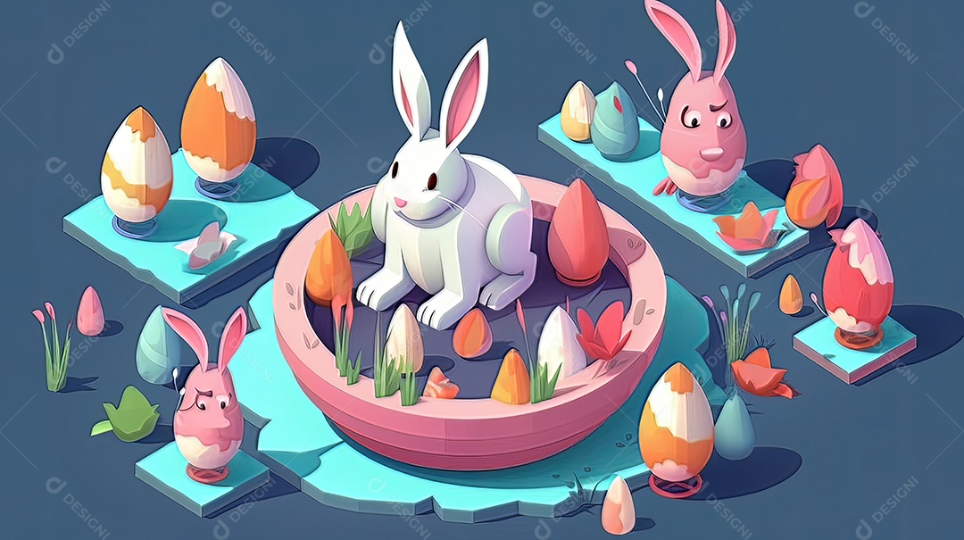 Páscoa uma época cheia de cor e significado religioso 3D isométrico.