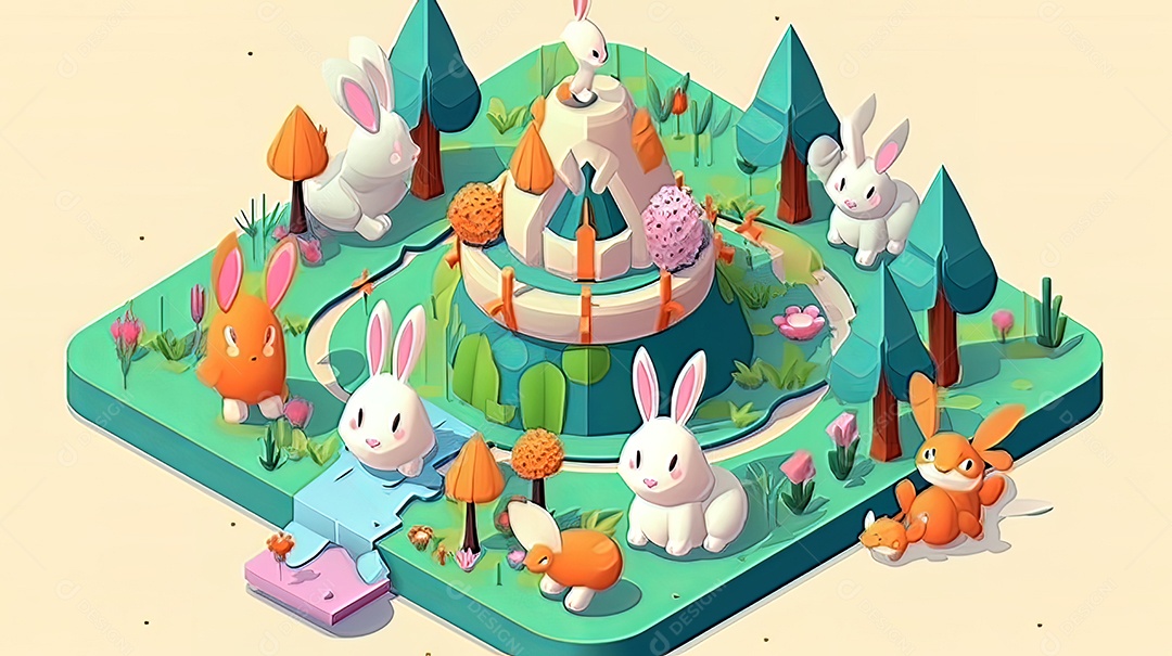 Páscoa uma época cheia de cor e significado religioso 3D isométrico.