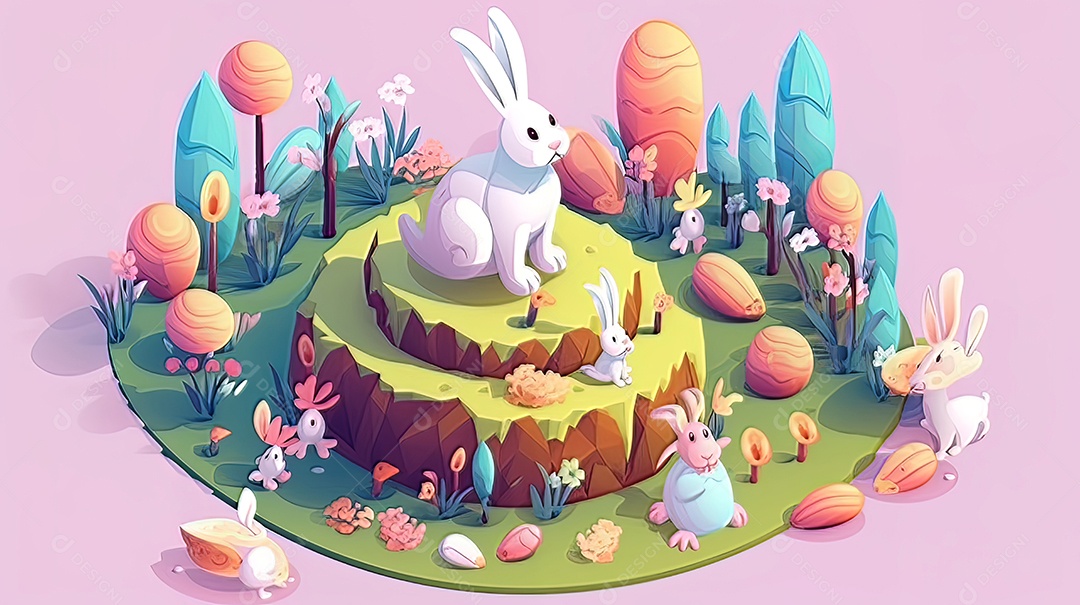 Páscoa uma época cheia de cor e significado religioso 3D isométrico.