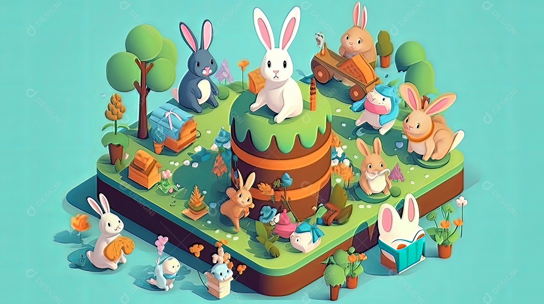 Páscoa uma época cheia de cor e significado religioso 3D isométrico.