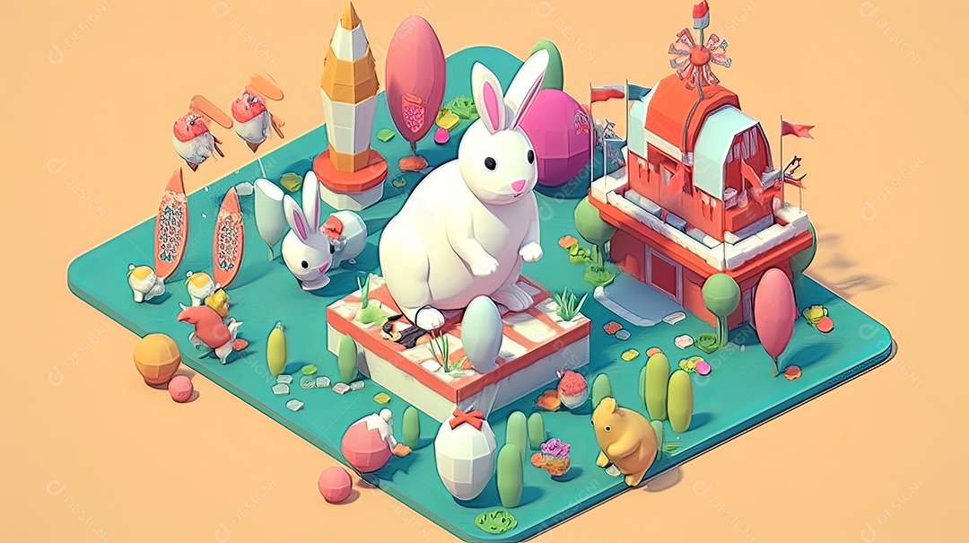 Páscoa uma época cheia de cor e significado religioso 3D isométrico.