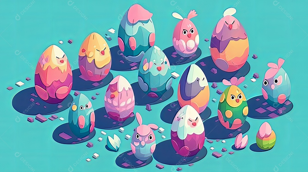 Páscoa uma época cheia de cor e significado religioso 3D isométrico.