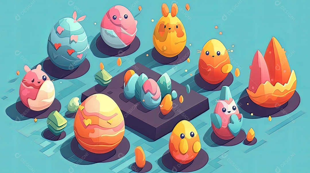 Páscoa uma época cheia de cor e significado religioso 3D isométrico.