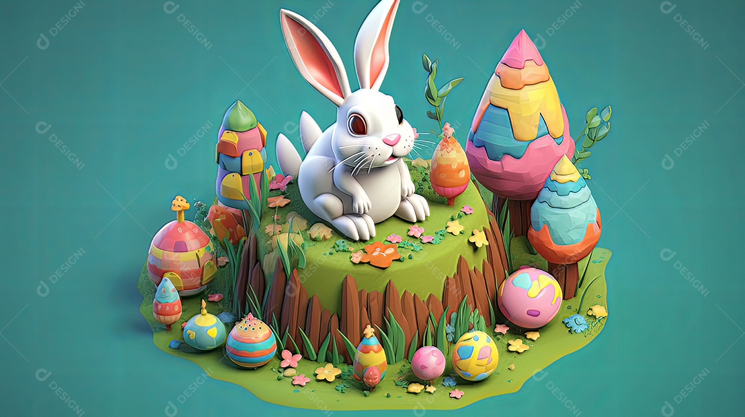 Páscoa uma época cheia de cor e significado religioso 3D isométrico.