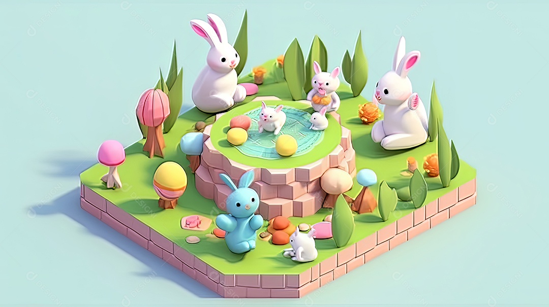 Páscoa uma época cheia de cor e significado religioso 3D isométrico.