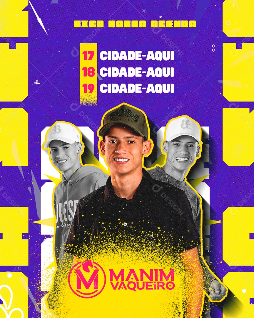 Agenda Semanal Manin Vaqueiro Feed Social Media PSD Editável