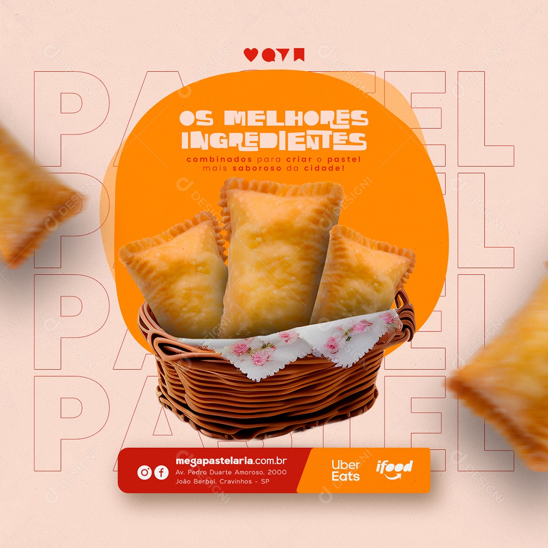 Os Melhores Ingredientes Combinados Para Criar Pastel Pastelaria Social Media PSD Editável