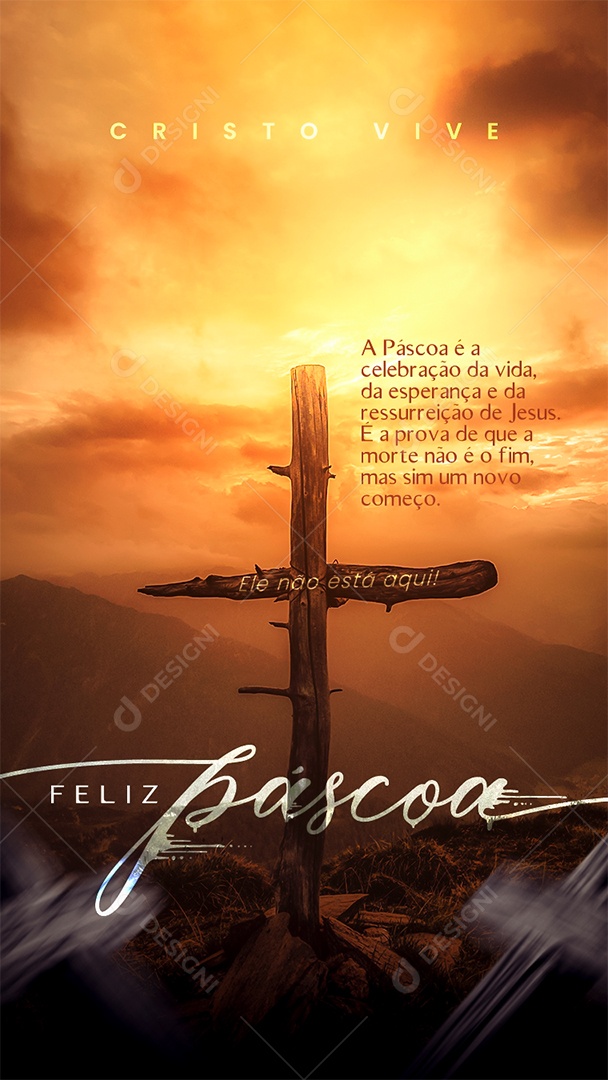 Social Media Feliz Páscoa Cristo Vive Ele Não Esta Aqui PSD Editável