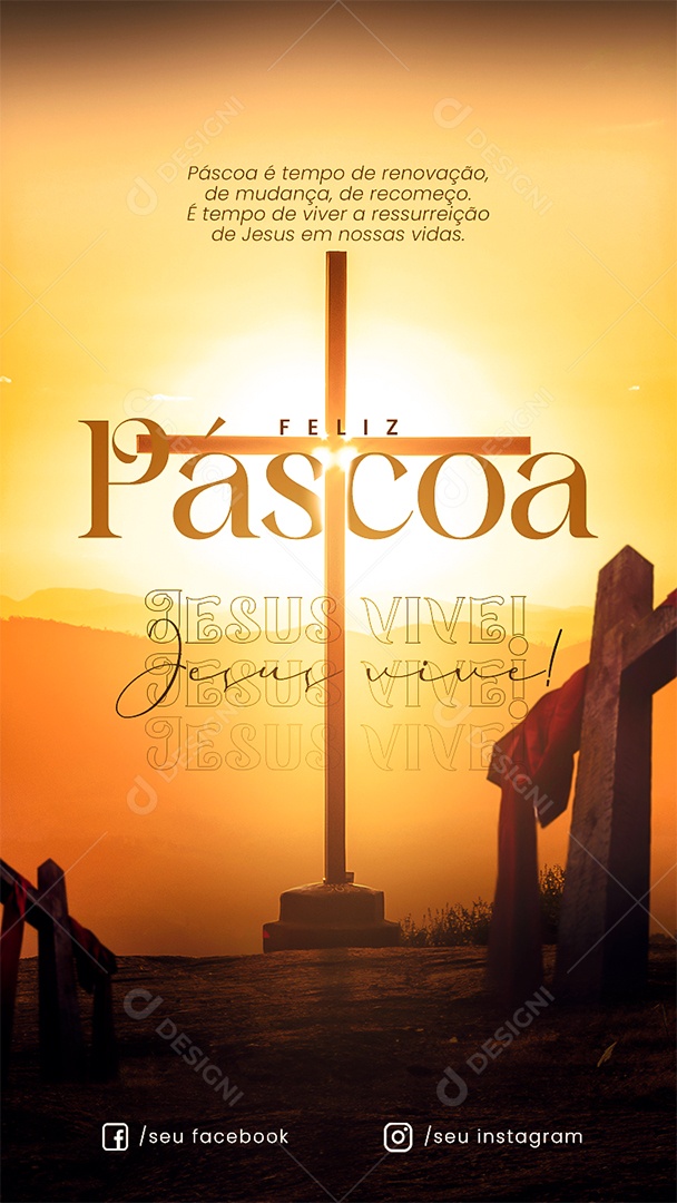 Social Media Feliz Páscoa Jesus Vive PSD Editável
