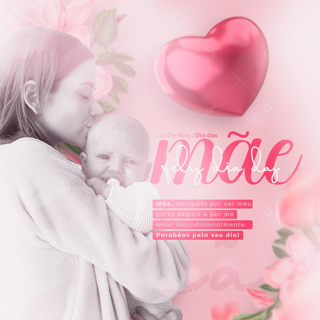 Mãe Obrigado Por Ser Meu Porto Seguro E Por Me Amar Feliz Dia Das Mães Social Media PSD Editável