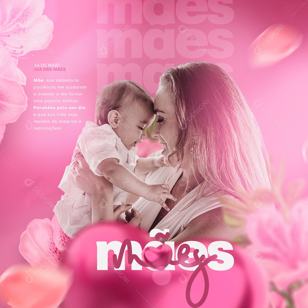 Mãe Sua Sabedoria Paciência Me Ajudaram A Crescer Feliz Dia Das Mães Social Media PSD Editável