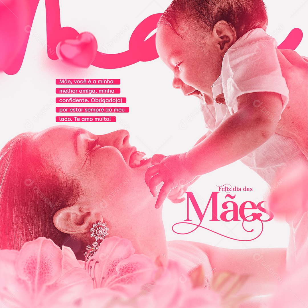 Mãe Você é a Minha Melhor Amiga Feliz Dia Das Mães Social Media PSD Editável