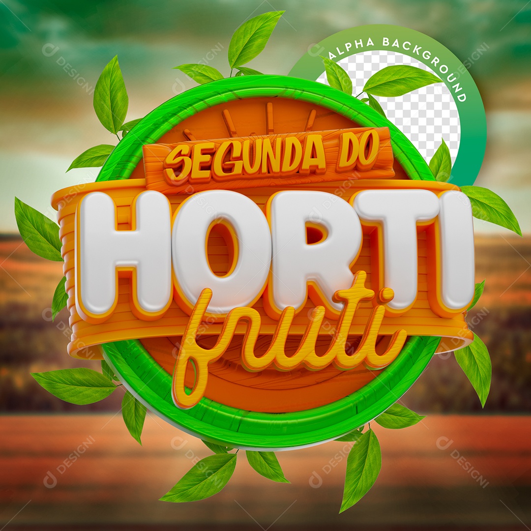 Selo 3D Para Composição Segunda do Hortifrúti PSD