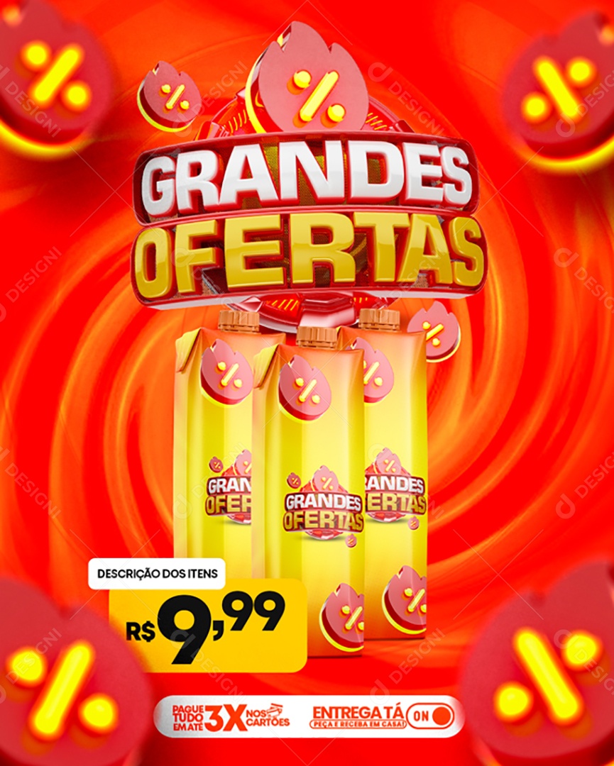 Encarte Grandes Ofertas Venha Conferir Social Media PSD Editável