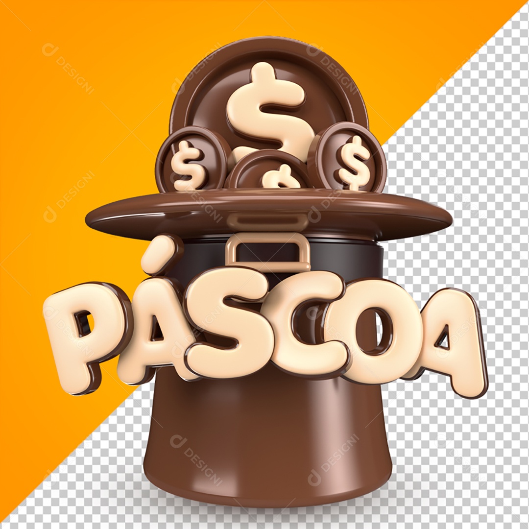 Selo 3D Para Composição Páscoa PSD
