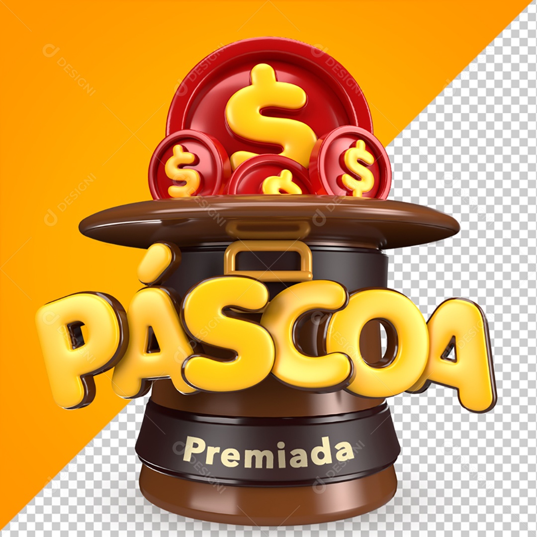 Selo 3D Para Composição Páscoa Premiada PSD