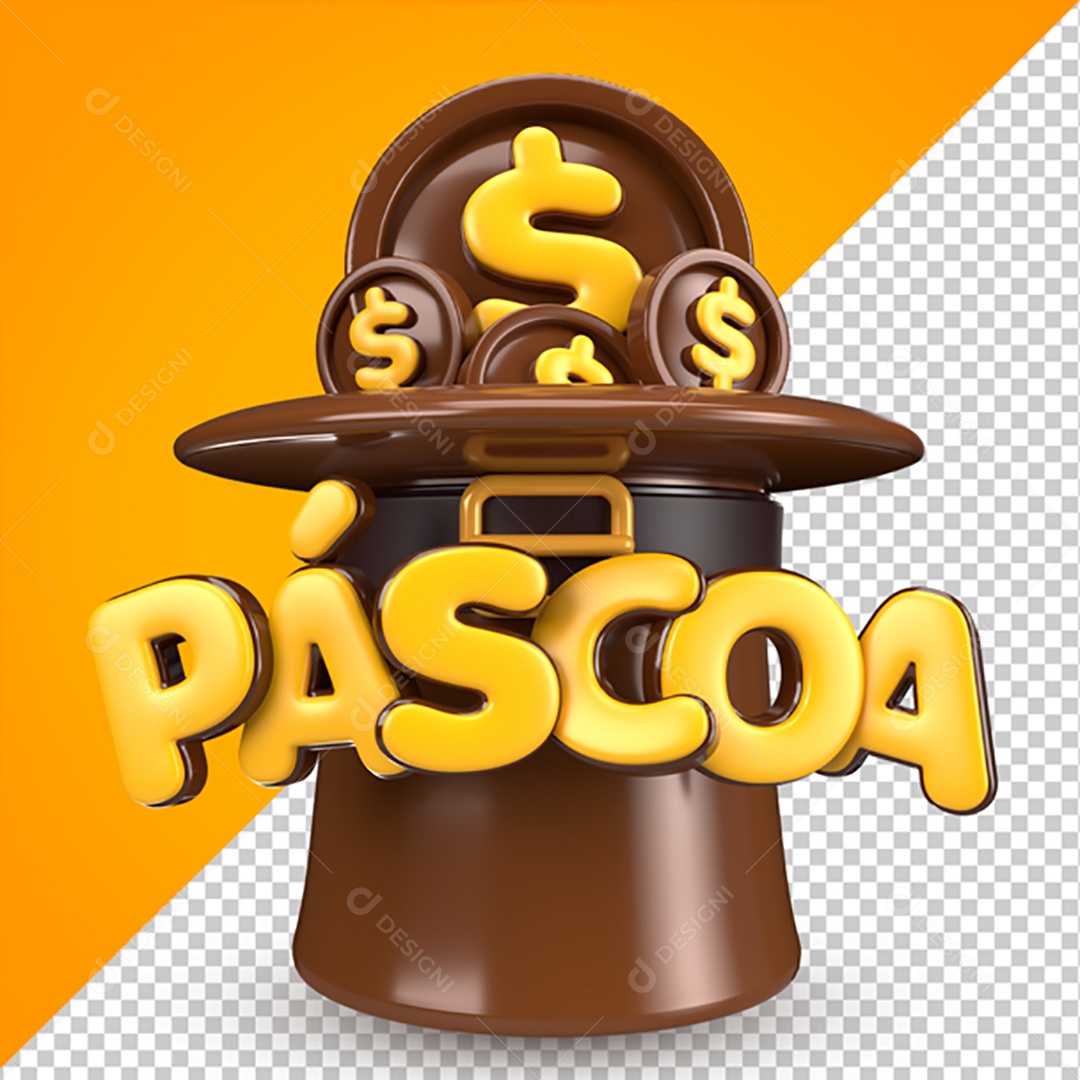Selo 3D Para Composição Páscoa PSD