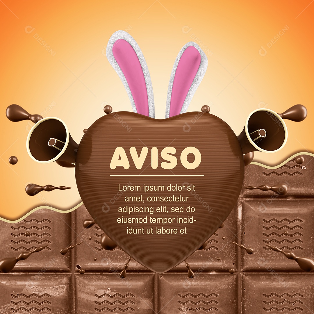Aviso de Páscoa Social Media PSD Editável