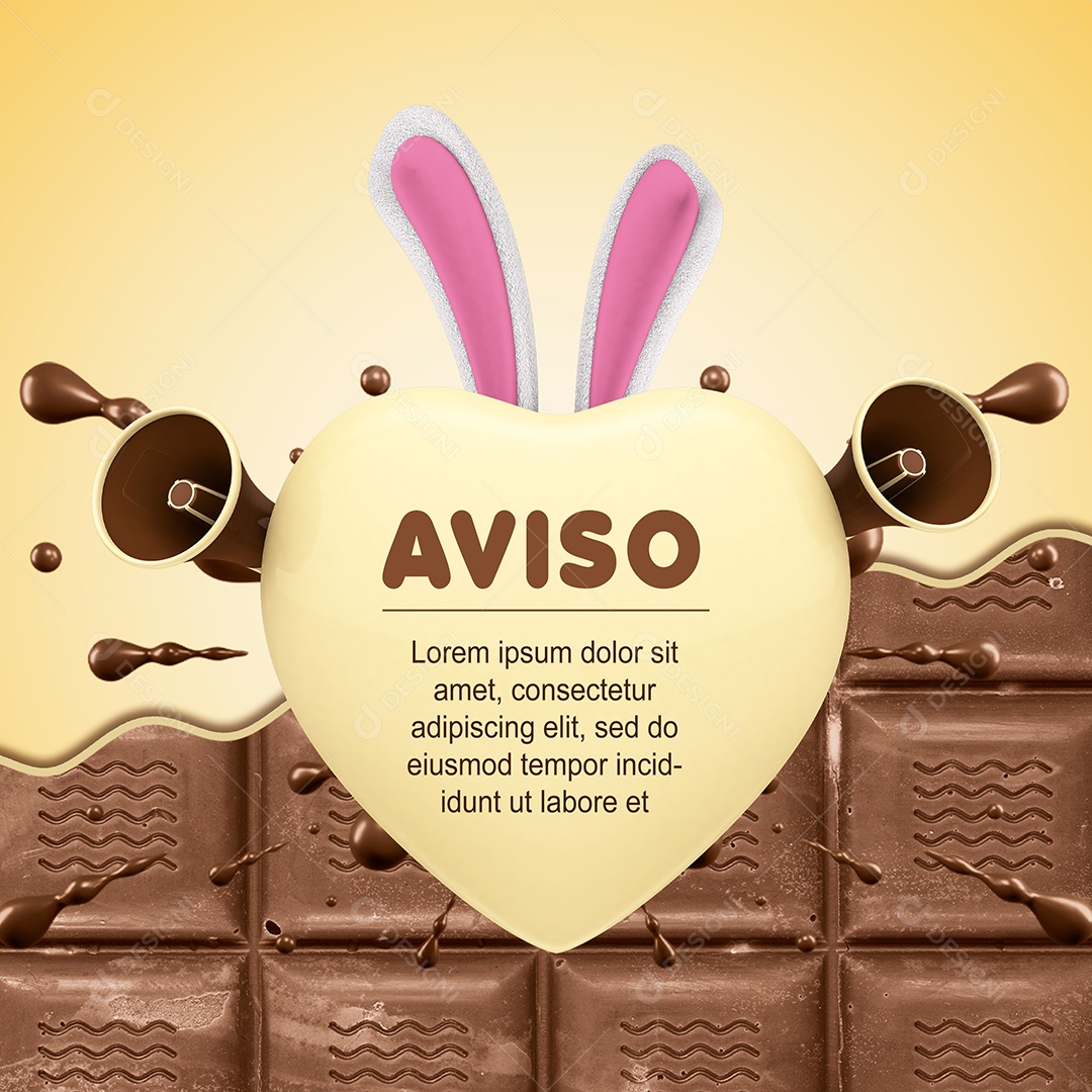 Aviso de Páscoa Social Media PSD Editável