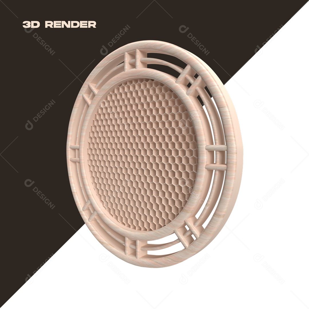 Elemento 3D Circular De Madeira Para Composição PSD