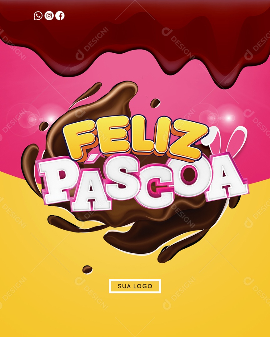 Selo 3D Para Composição Feliz Páscoa PSD