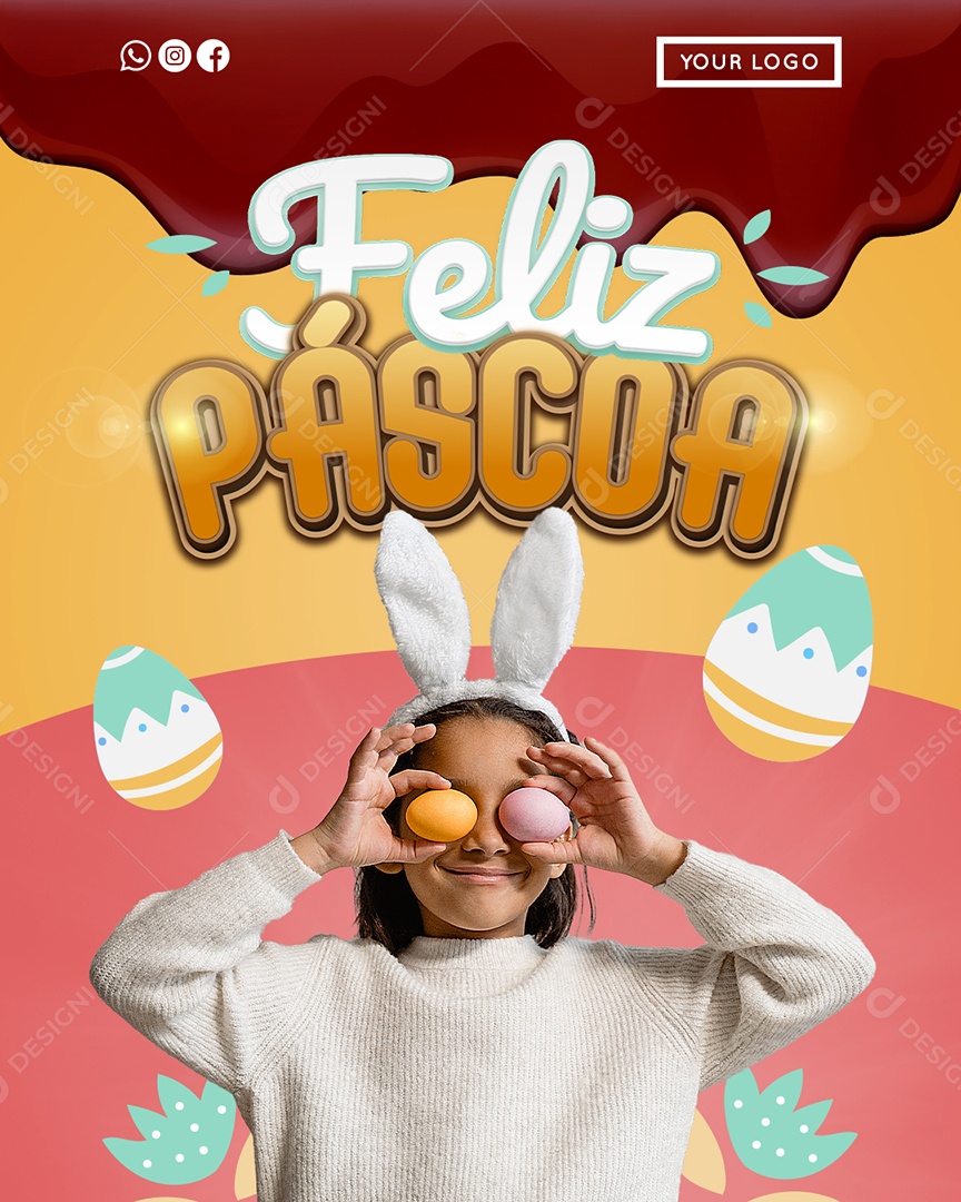 Feliz Páscoa Social Media PSD Editável