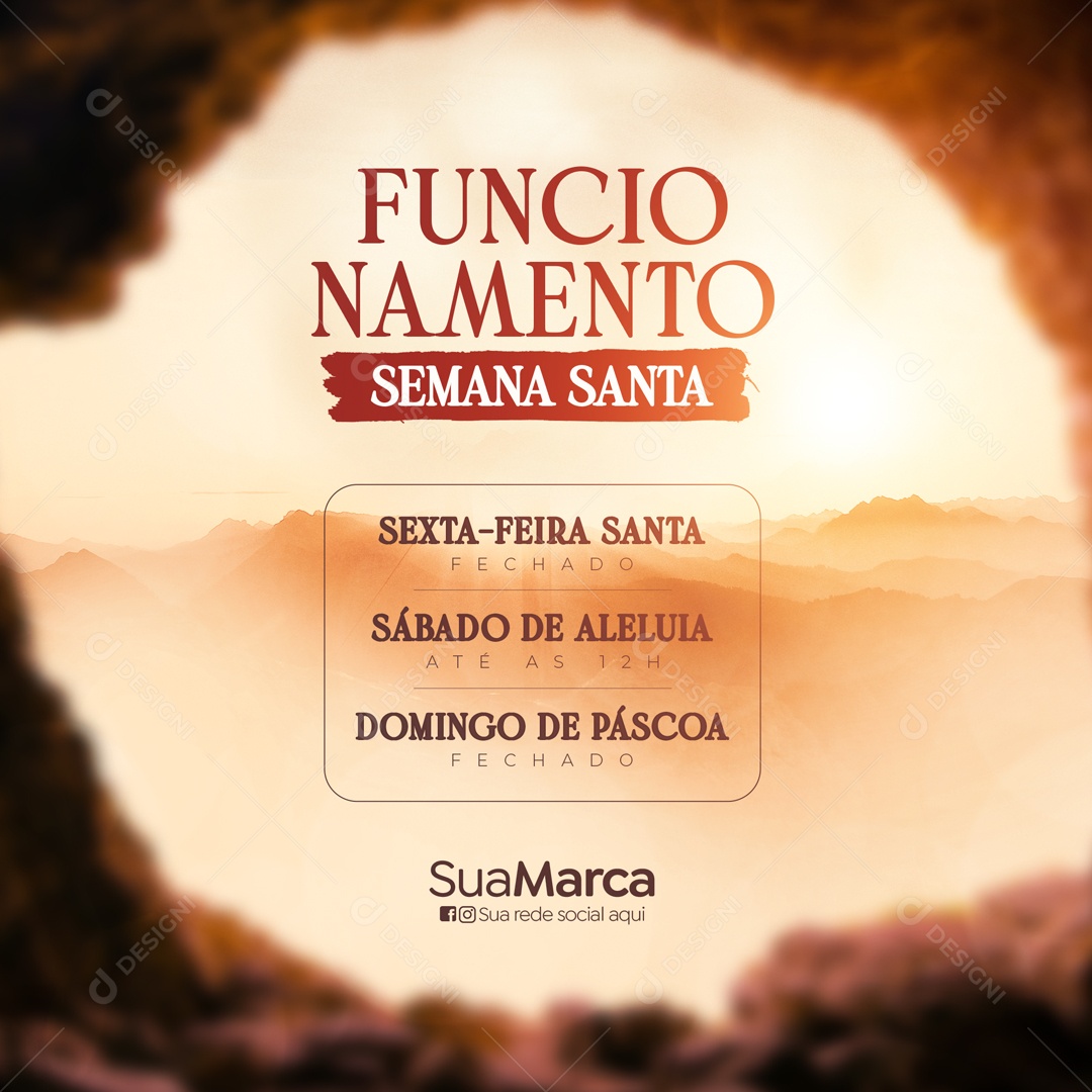 Social Media Calendario Semana Santa Funcionamento Páscoa PSD