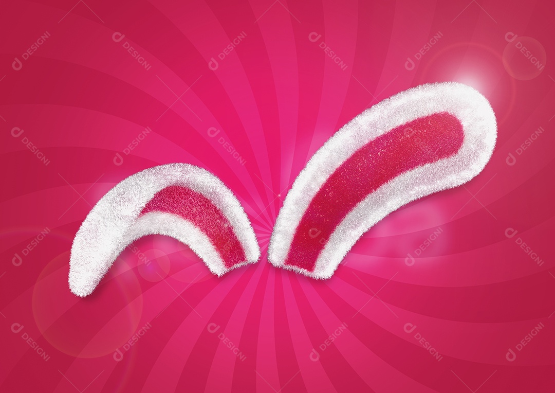 Orelhas De Coelho Elemento 3D De Páscoa Para Composição PSD