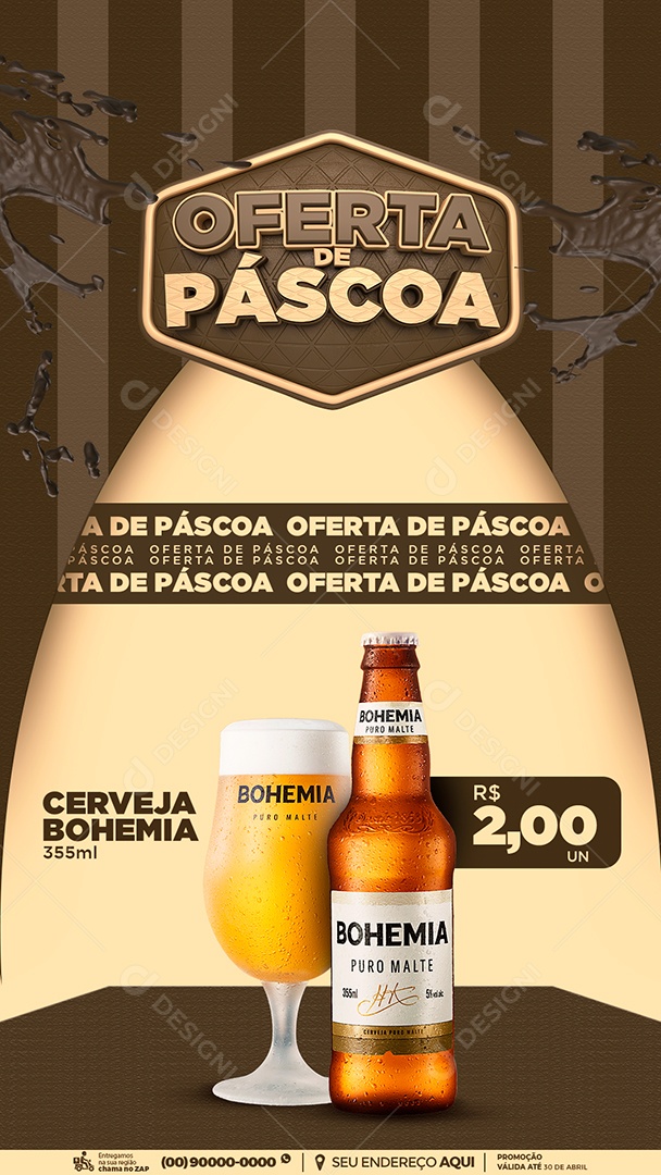 Story Oferta De Páscoa Cerveja Bohemia 2,00 Cervejaria Social Media PSD Editável