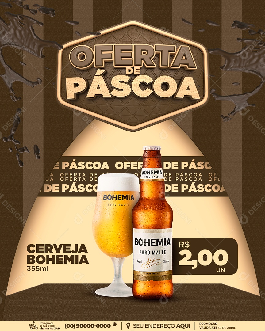Oferta De Páscoa Cerveja Bohemia 2,00 Cervejaria Social Media PSD Editável