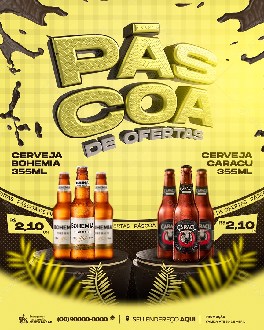 Páscoa De Ofertas Cerveja Bohemia e Caracu 2,10 Cervejaria Social Media PSD Editável