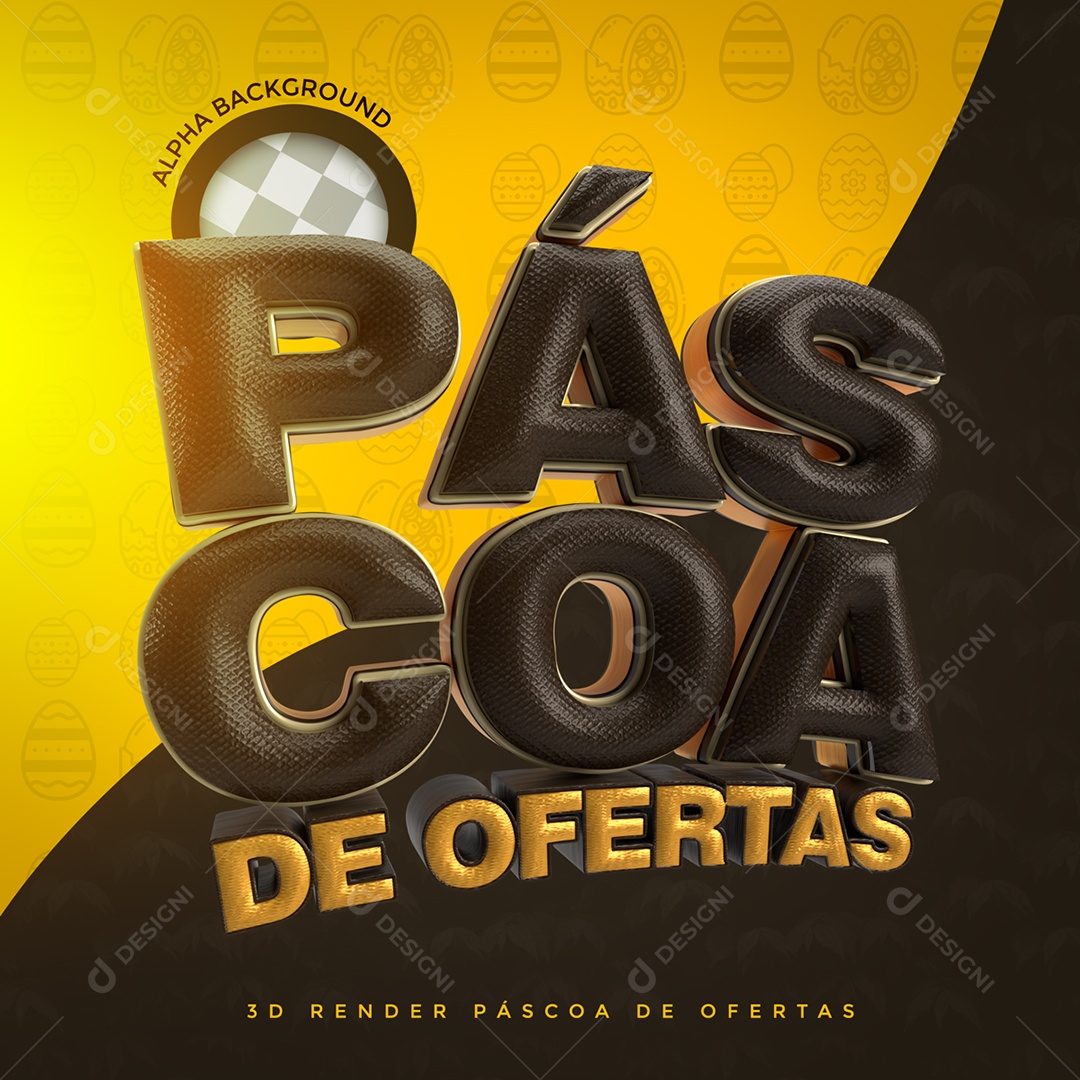 Páscoa De Ofertas Texto 3D Preto Para Composição PSD