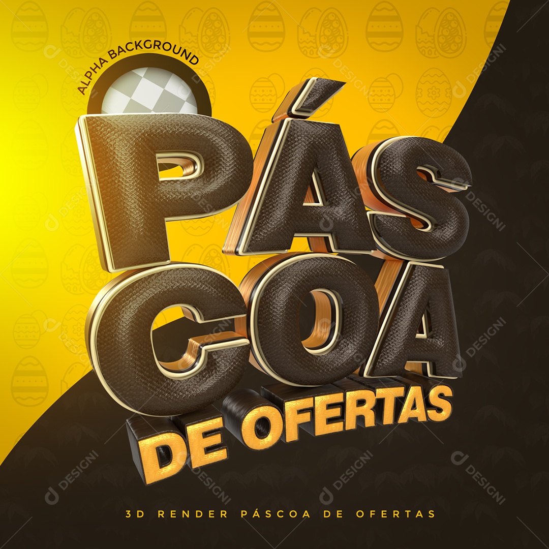 Páscoa De Ofertas Texto 3D Preto Para Composição PSD