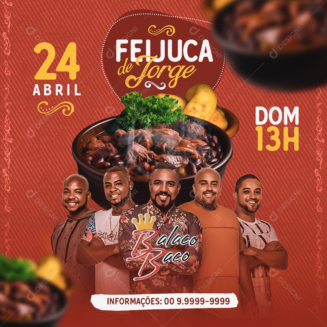 Flyer Feijoada de São Jorge Social Media PSD Editável