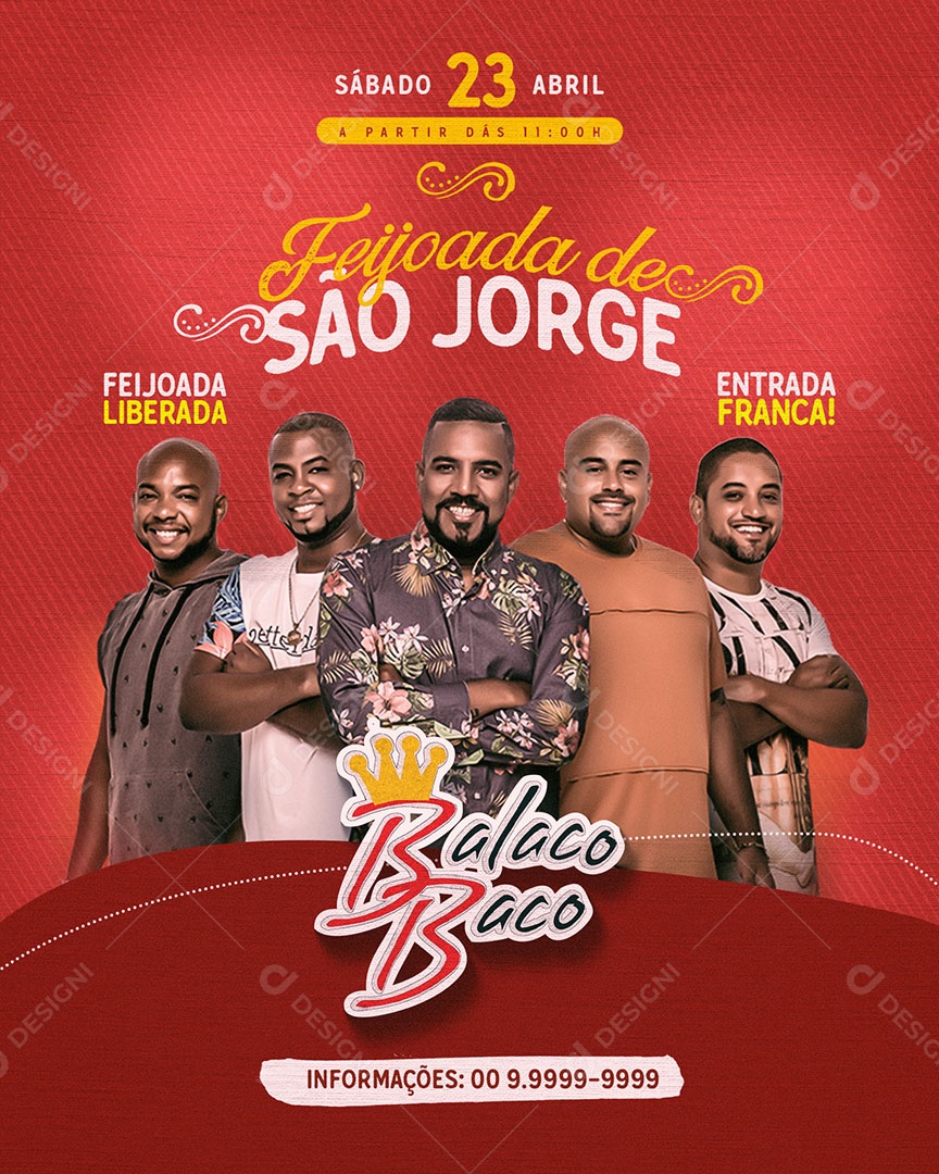 Flyer Feijoada de São Jorge Social Media PSD Editável