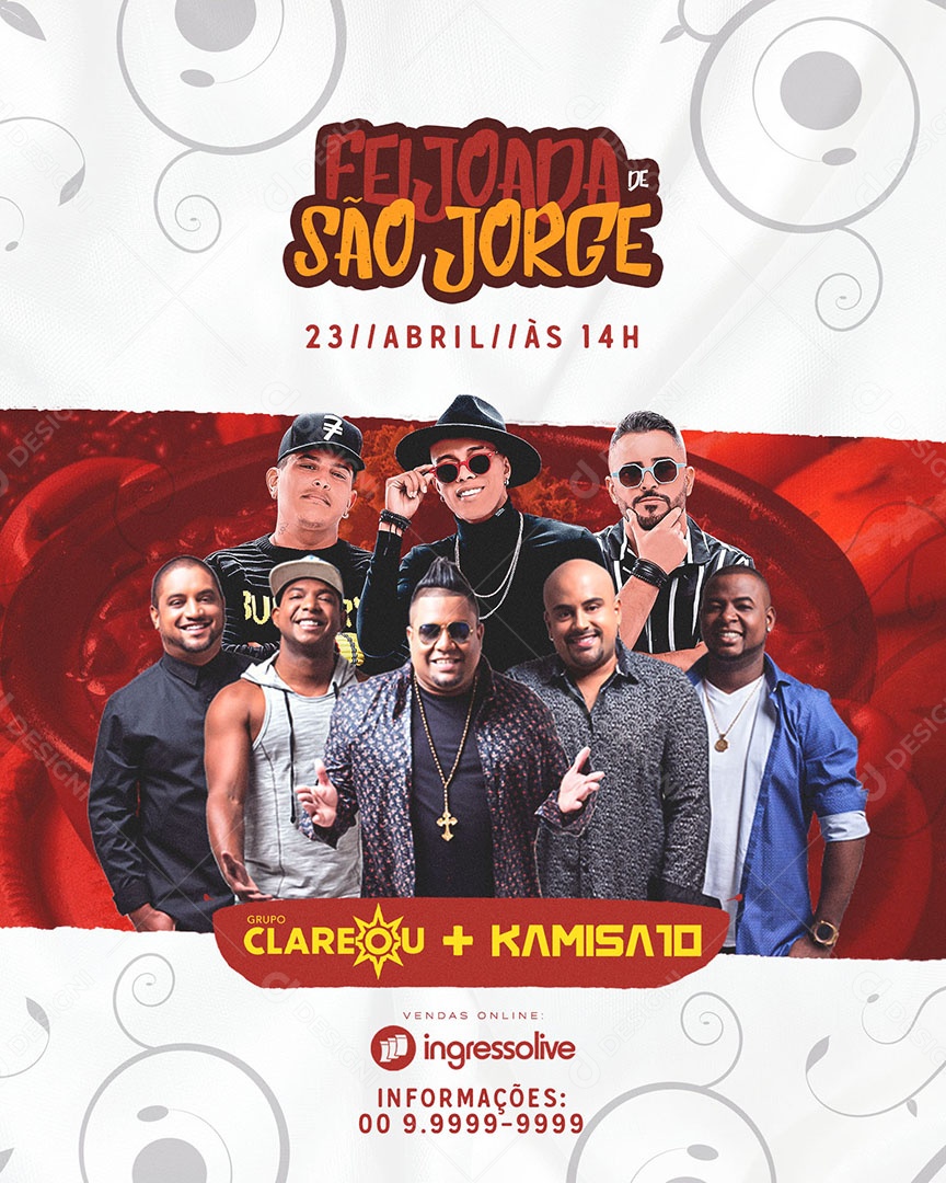 Flyer Feijoada de São Jorge Social Media PSD Editável