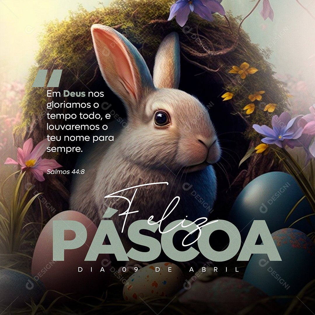 Em Deus Nos Gloriamos O Tempo Todo Feliz Páscoa Social Media PSD Editável