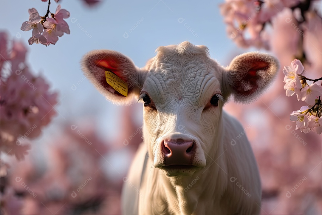 Imagem da vaca mais fofa do mundo em uma linda paisagem