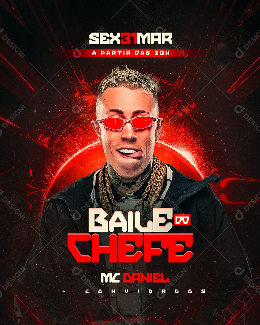 Social Media Flyer Baile Do Chefe Mc Daniel PSD Editável