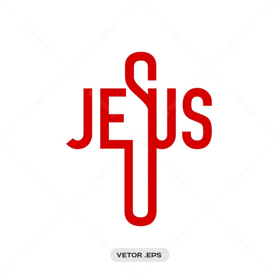 Texto Jesus em Formato de Cruz Vetores EPS Editável
