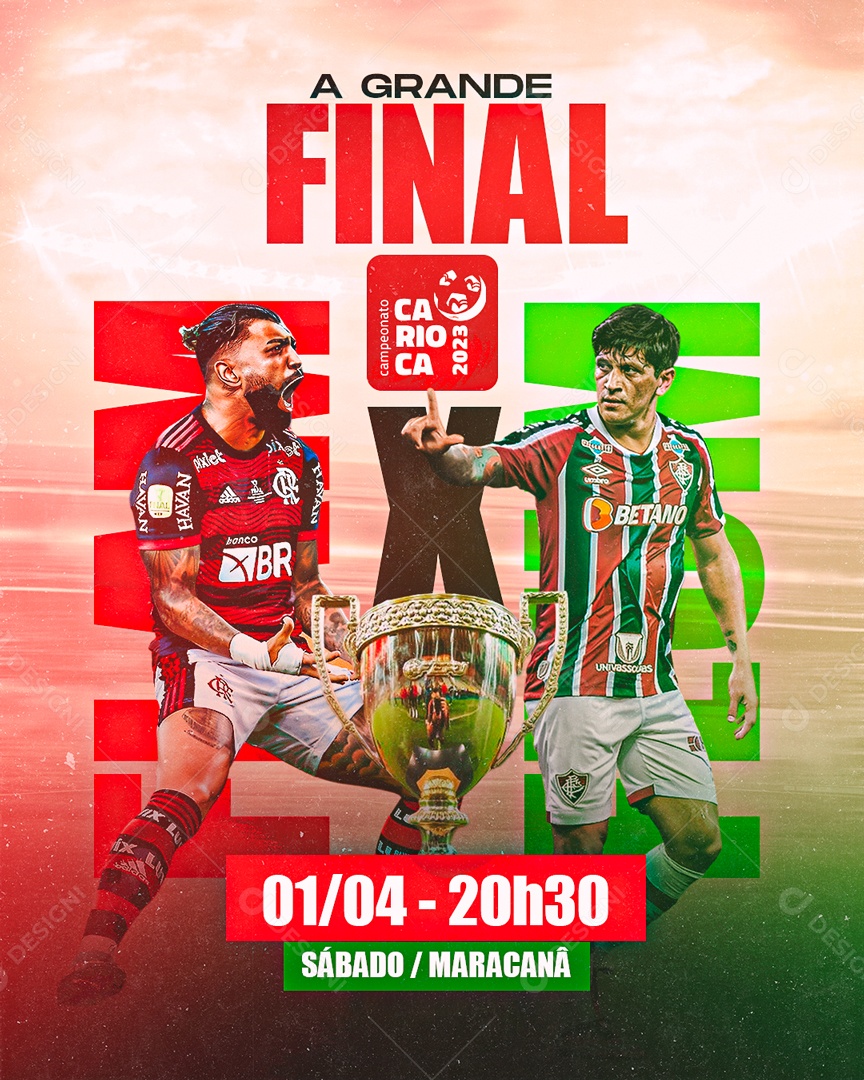 Social Media Flyer Final Do Carioca Futebol Flamengo Vs Fluminense PSD Editável