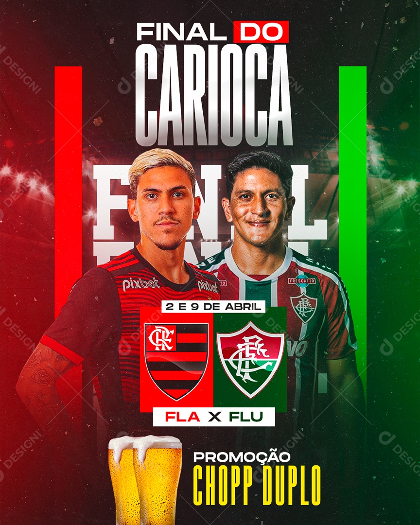 Social Media Flyer Final Do Carioca Futebol Flamengo Vs Fluminense PSD Editável